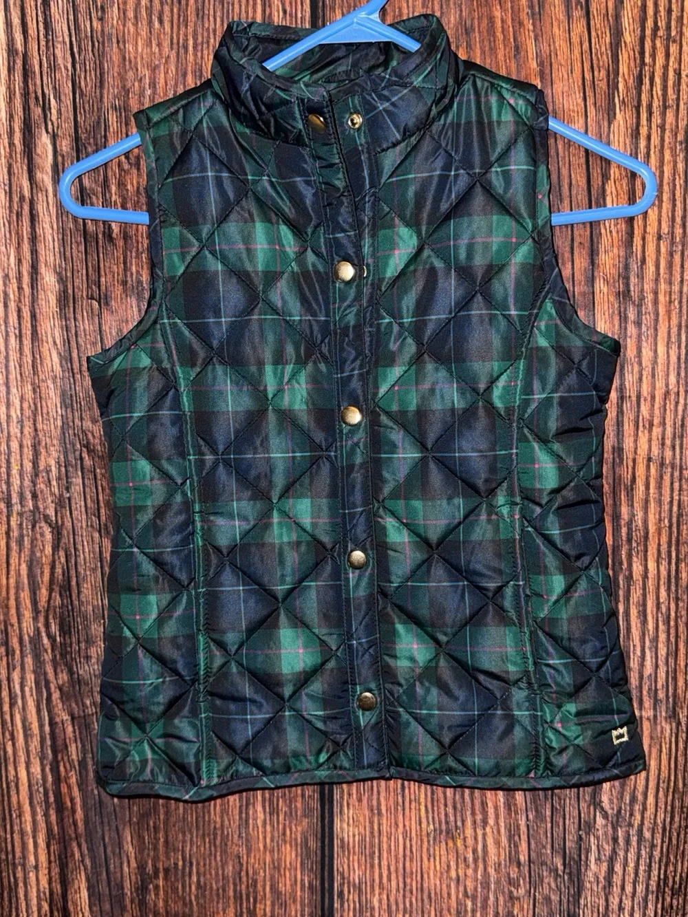 Crown & Ivy Quilted Plaid Puffer Vest